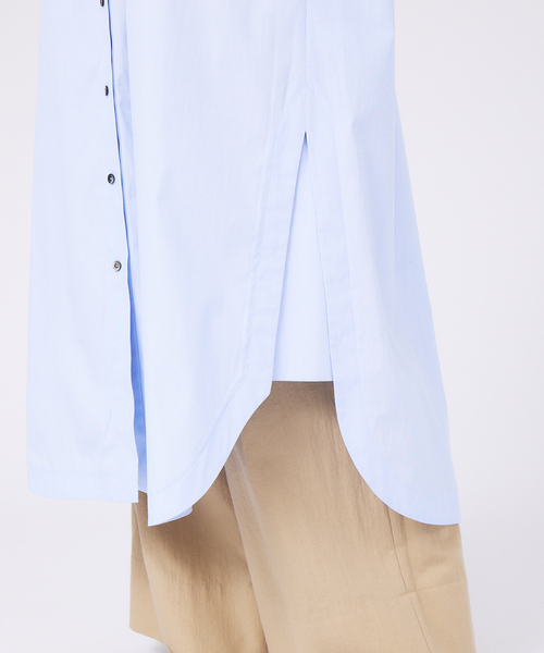 qualite（カリテ）の「ハイカウントロングシャツワンピース（ワンピース・レディース・ブルー/ベージュ・フリー）」の12枚目の写真