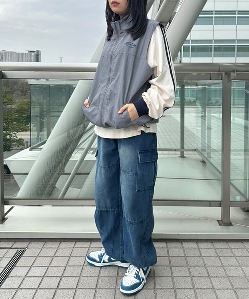 Snap club（スナップクラブ）の「【Snap club】サークル刺繍 ナイロンジップベスト（ベスト・メンズ・ブラック/ブルー/カモフラージュ/ネイビー系/パープル系/グレー/ベージュ・M/L）」の15枚目の写真
