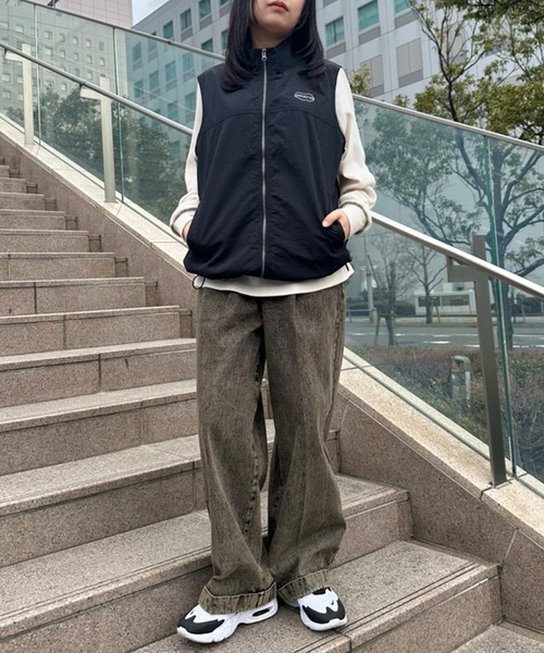 Snap club】サークル刺繍 ナイロンジップベスト（ベスト）｜Snap club