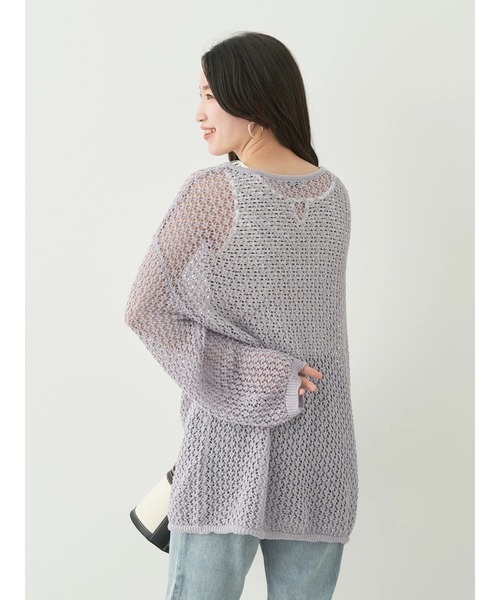 earth music&ecology（アースミュージックアンドエコロジー）の「メッシュ編みニットプルオーバー（ニット/セーター・レディース・グレイッシュブルー/ブラック/アイボリー/ライラック・FREE）」の8枚目の写真