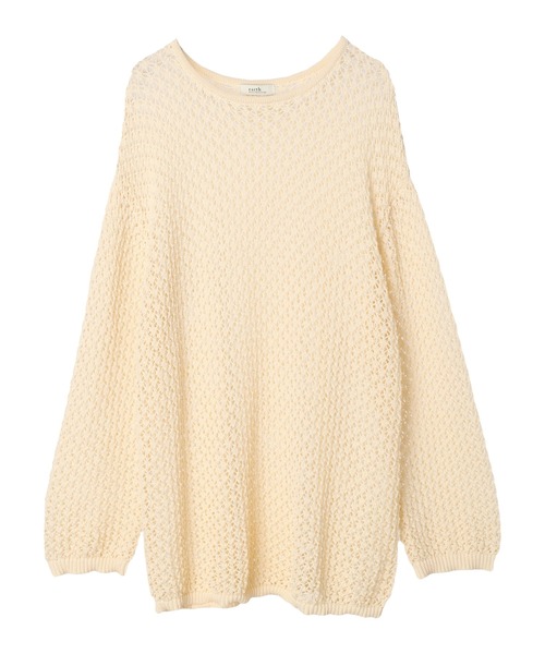 earth music&ecology（アースミュージックアンドエコロジー）の「メッシュ編みニットプルオーバー（ニット/セーター・レディース・グレイッシュブルー/ブラック/アイボリー/ライラック・FREE）」の13枚目の写真