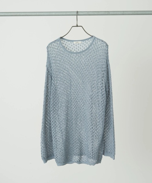 earth music&ecology（アースミュージックアンドエコロジー）の「メッシュ編みニットプルオーバー（ニット/セーター・レディース・グレイッシュブルー/ブラック/アイボリー/ライラック・FREE）」の21枚目の写真