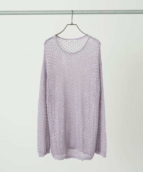 earth music&ecology（アースミュージックアンドエコロジー）の「メッシュ編みニットプルオーバー（ニット/セーター・レディース・グレイッシュブルー/ブラック/アイボリー/ライラック・FREE）」の20枚目の写真