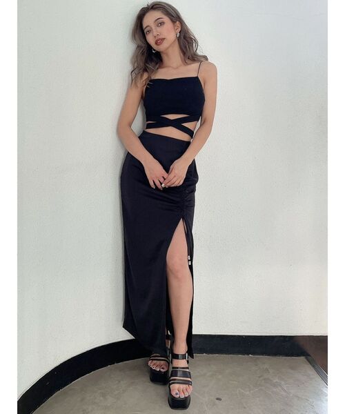 GYDA（ジェイダ）の「ウエストクロステレコビスチェ（キャミソール・レディース・ブラック/オフホワイト・FREE）」の16枚目の写真