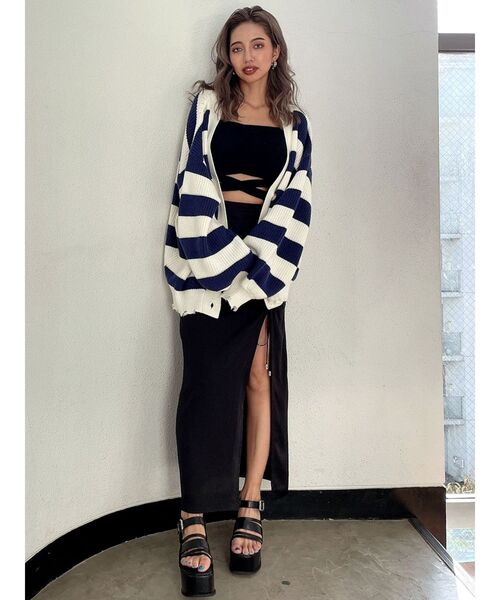 GYDA（ジェイダ）の「ウエストクロステレコビスチェ（キャミソール・レディース・ブラック/オフホワイト・FREE）」の22枚目の写真