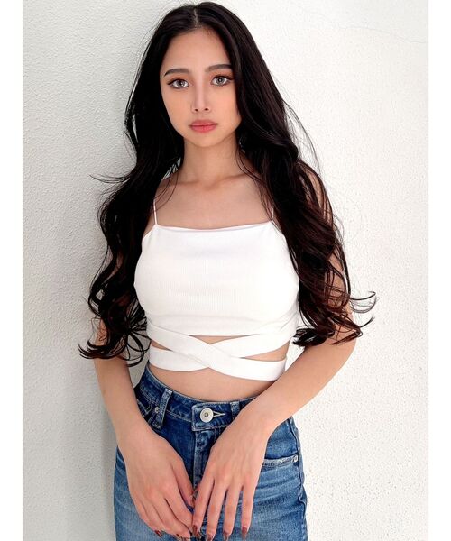 GYDA（ジェイダ）の「ウエストクロステレコビスチェ（キャミソール・レディース・ブラック/オフホワイト・FREE）」の19枚目の写真