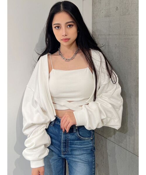 GYDA（ジェイダ）の「ウエストクロステレコビスチェ（キャミソール・レディース・ブラック/オフホワイト・FREE）」の17枚目の写真