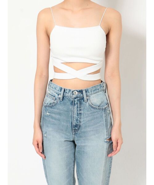 GYDA（ジェイダ）の「ウエストクロステレコビスチェ（キャミソール・レディース・ブラック/オフホワイト・FREE）」の11枚目の写真
