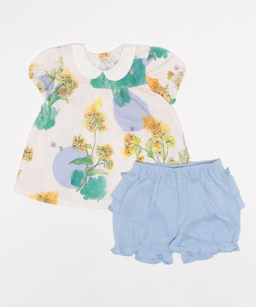 [ベビー]菜の花ビッグドットプリントチュニック＆パンツセット