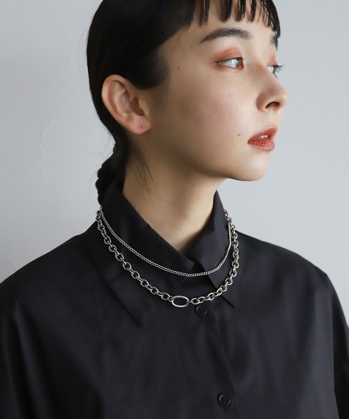 HARE(ハレ)の「ダブルチェーンステンレスネックレス(HARE)(ネックレス・レディース・シルバー/ゴールド・FREE)」の3枚目の写真