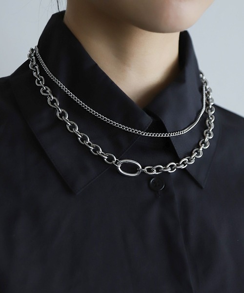 HARE(ハレ)の「ダブルチェーンステンレスネックレス(HARE)(ネックレス・レディース・シルバー/ゴールド・FREE)」の4枚目の写真