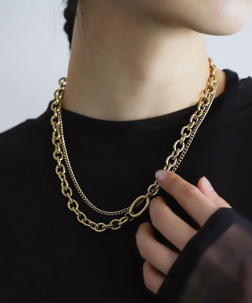 HARE(ハレ)の「ダブルチェーンステンレスネックレス(HARE)(ネックレス・レディース・シルバー/ゴールド・FREE)」の6枚目の写真