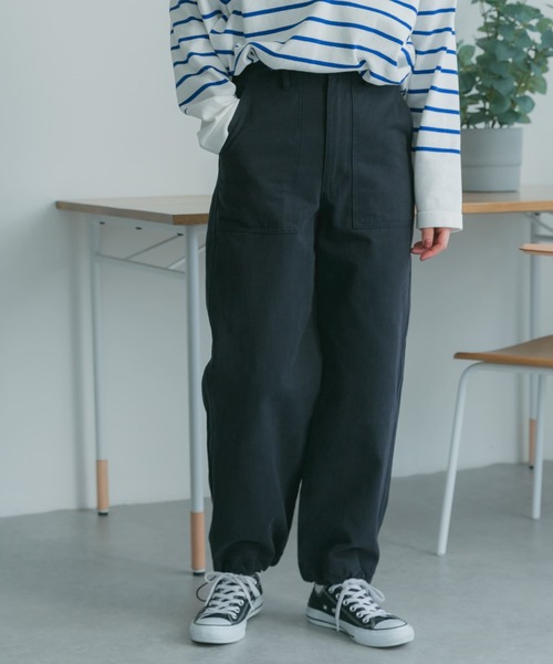 FORK&SPOON（フォークアンドスプーン）の「FORK&SPOON　ヘムドローベイカーパンツ（その他パンツ・レディース・カーキ/ネイビー・1/2）」の6枚目の写真