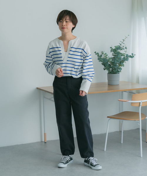 FORK&SPOON（フォークアンドスプーン）の「FORK&SPOON　ヘムドローベイカーパンツ（その他パンツ・レディース・カーキ/ネイビー・1/2）」の11枚目の写真