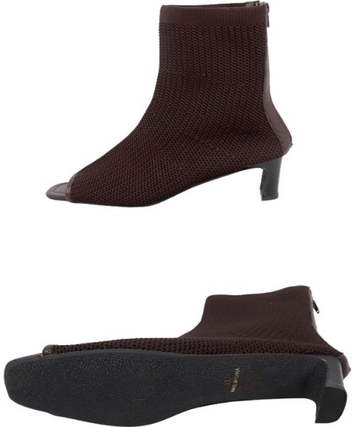 KOBE LETTUCE（コウベレタス）の「オープントゥニットブーツ（ブーツ・レディース・ブラウン/ホワイト系/ブラック・L/LL/M/S）」の9枚目の写真