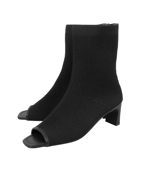 KOBE LETTUCE（コウベレタス）の「オープントゥニットブーツ（ブーツ・レディース・ブラウン/ホワイト系/ブラック・L/LL/M/S）」の11枚目の写真