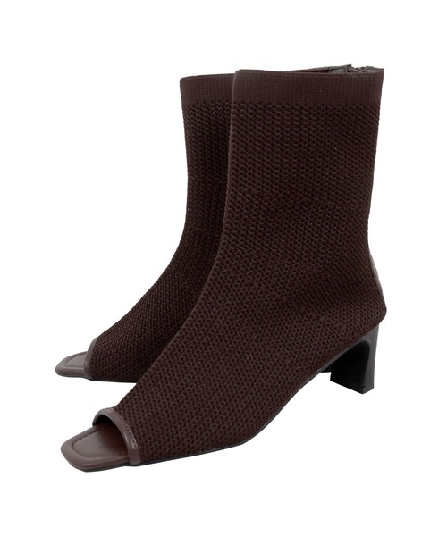 KOBE LETTUCE（コウベレタス）の「オープントゥニットブーツ（ブーツ・レディース・ブラウン/ホワイト系/ブラック・L/LL/M/S）」の12枚目の写真