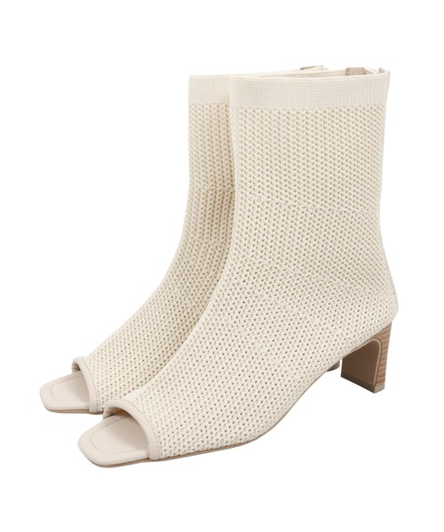 KOBE LETTUCE（コウベレタス）の「オープントゥニットブーツ（ブーツ・レディース・ブラウン/ホワイト系/ブラック・L/LL/M/S）」の13枚目の写真