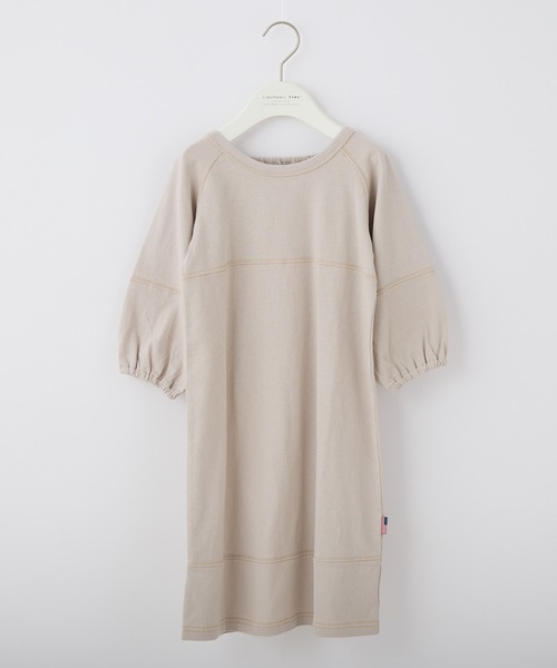 CIAOPANIC TYPY(チャオパニックティピー)の「■【KIDS】USAコットン配色ステッチワンピース(ワンピース・キッズ・グリーン/チャコールグレー/ベージュ系その他・S/L/M/XL/XXL)」の9枚目の写真