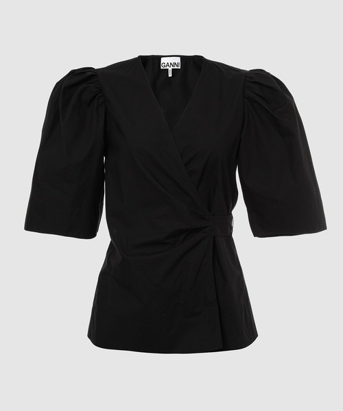 GANNI ガニー KIMONO ラップ オーバーサイズ ブラウス シャツ【公式 