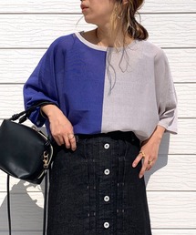 Q | バイカラーリラックスニット(ニット/セーター)