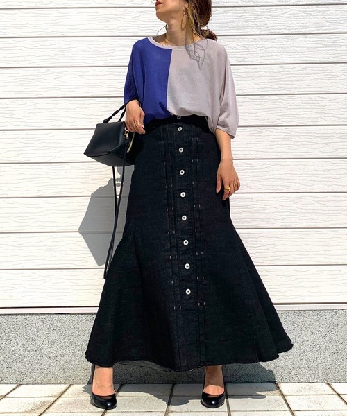 Q(キュー)の「バイカラーリラックスニット(ニット/セーター・レディース・ライトグレー/ブラック・MEDIUM)」の3枚目の写真