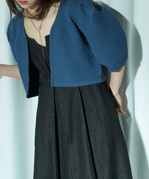 Ezick（エジック）の「Honey rib ハーフスリーブニット（その他トップス・レディース・ブルー/ブラック/ブラウン/ホワイト・FREE）」の13枚目の写真