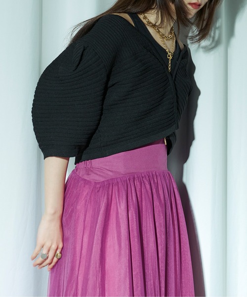 Ezick（エジック）の「Honey rib ハーフスリーブニット（その他トップス・レディース・ブルー/ブラック/ブラウン/ホワイト・FREE）」の9枚目の写真