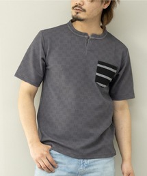 STYLEBLOCK（スタイルブロック）の「エンボスワッフル半袖ヘンリーネックTシャツ（Tシャツ/カットソー）」