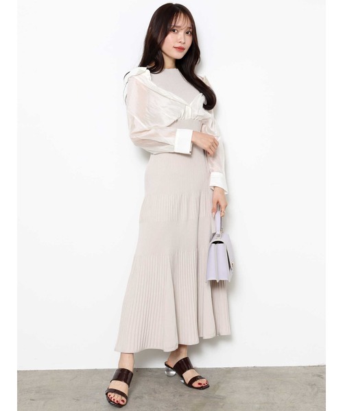 MERCURYDUO(マーキュリーデュオ)の「異素材2WAYシャツドッキングハーフスリーブワンピース(ワンピース・レディース・ブラック/アイボリー・SMALL/MEDIUM)」の6枚目の写真