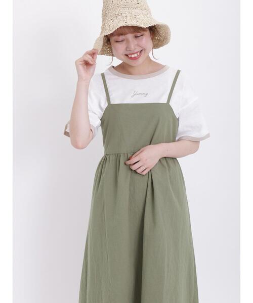 Samansa Mos2（サマンサ モスモス）の「ロゴ刺繍リンガーTシャツ（Tシャツ/カットソー・レディース・モカ/オフホワイト/ネイビー/ベージュ・F）」の5枚目の写真