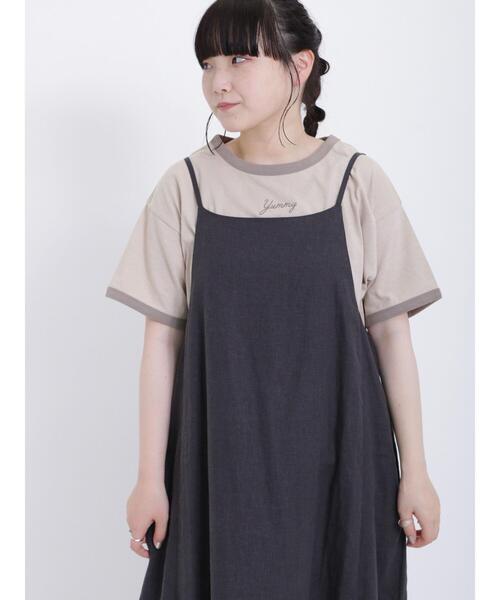 Samansa Mos2（サマンサ モスモス）の「ロゴ刺繍リンガーTシャツ（Tシャツ/カットソー・レディース・モカ/オフホワイト/ネイビー/ベージュ・F）」の7枚目の写真