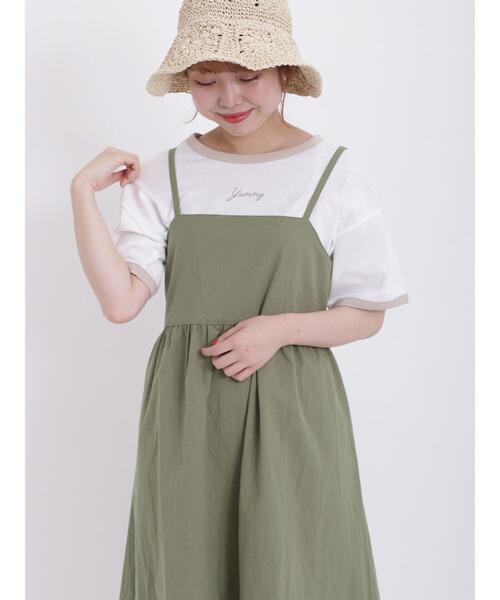 Samansa Mos2（サマンサ モスモス）の「ロゴ刺繍リンガーTシャツ（Tシャツ/カットソー・レディース・モカ/オフホワイト/ネイビー/ベージュ・F）」の11枚目の写真