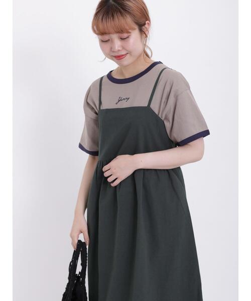 Samansa Mos2（サマンサ モスモス）の「ロゴ刺繍リンガーTシャツ（Tシャツ/カットソー・レディース・モカ/オフホワイト/ネイビー/ベージュ・F）」の15枚目の写真