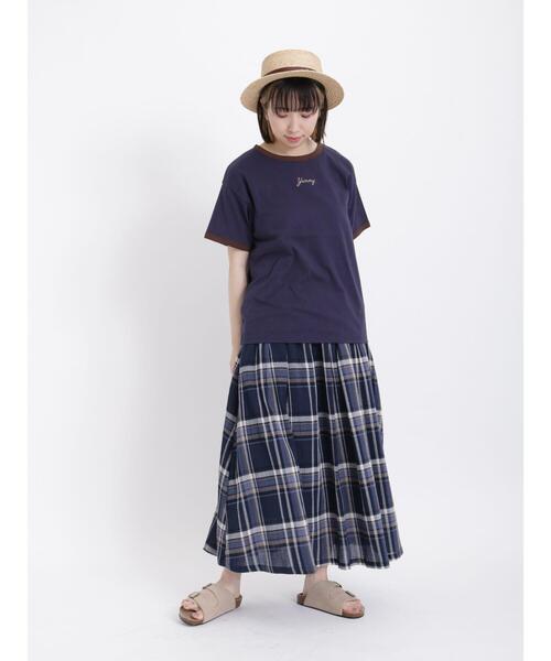 Samansa Mos2（サマンサ モスモス）の「ロゴ刺繍リンガーTシャツ（Tシャツ/カットソー・レディース・モカ/オフホワイト/ネイビー/ベージュ・F）」の19枚目の写真