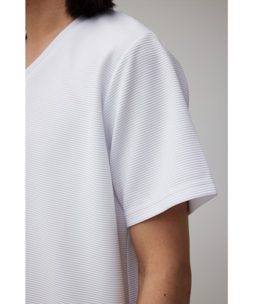 AZUL by moussy(アズールバイマウジー)の「TUCK JACQUARD V/N Tシャツ/タックジャガードブイネックTシャツ(Tシャツ/カットソー・メンズ・サックスブルー/グレー/ホワイト/ブラック・MEDIUM/SMALL/LARGE)」の12枚目の写真