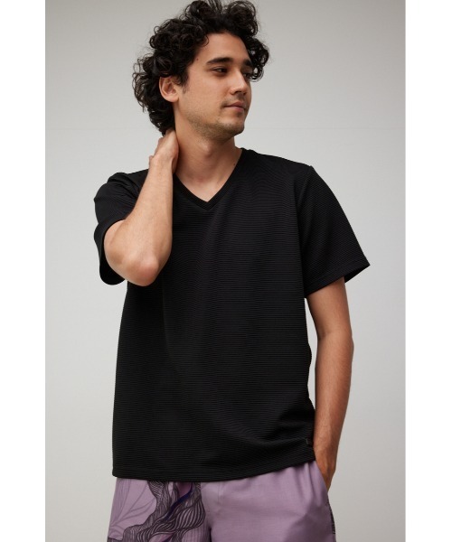 AZUL by moussy(アズールバイマウジー)の「TUCK JACQUARD V/N Tシャツ/タックジャガードブイネックTシャツ(Tシャツ/カットソー・メンズ・サックスブルー/グレー/ホワイト/ブラック・MEDIUM/SMALL/LARGE)」の15枚目の写真