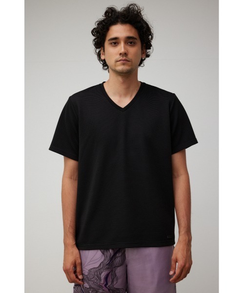 AZUL by moussy(アズールバイマウジー)の「TUCK JACQUARD V/N Tシャツ/タックジャガードブイネックTシャツ(Tシャツ/カットソー・メンズ・サックスブルー/グレー/ホワイト/ブラック・MEDIUM/SMALL/LARGE)」の17枚目の写真