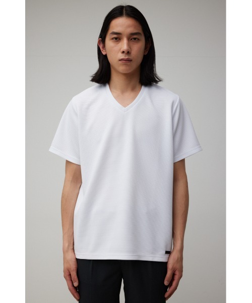 AZUL by moussy(アズールバイマウジー)の「TUCK JACQUARD V/N Tシャツ/タックジャガードブイネックTシャツ(Tシャツ/カットソー・メンズ・サックスブルー/グレー/ホワイト/ブラック・MEDIUM/SMALL/LARGE)」の8枚目の写真