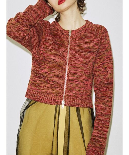 jouetie(ジュエティ)の「ダブルZIPカーデトップス【ニットカーディガン】(カーディガン/ボレロ・レディース・ブラック/ピンク/レッド/ブルー/グリーン・MEDIUM)」の12枚目の写真