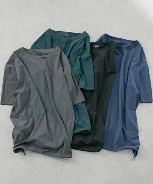 ITEMS URBANRESEARCH（アイテムズ アーバンリサーチ）の「シルキーナイロン ドローコード多機能Tシャツ（Tシャツ/カットソー・メンズ・グリーン/ネイビー/チャコールグレー/ブラック・MEDIUM/LARGE）」の21枚目の写真