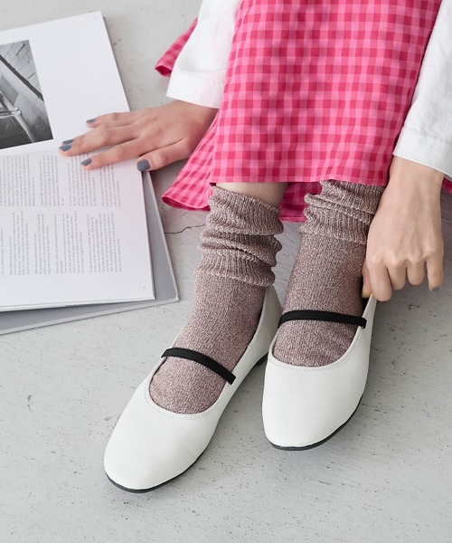 forksy.】S～LL ラウンドトゥ ストラップバレエシューズ forksy.│MONO