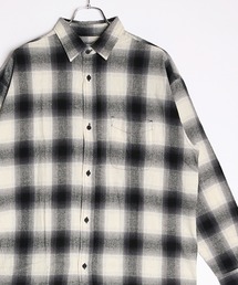 Limited Line Naive Magic フランネルシャツ オンブレチェック ビックシルエット 長袖シャツ