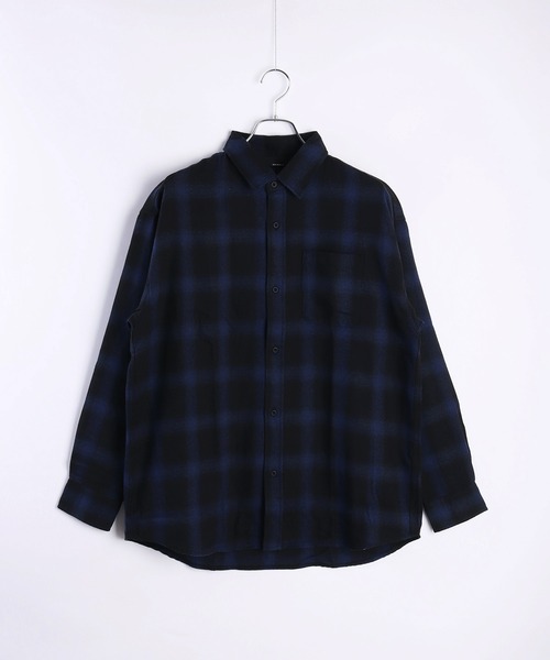 Limited Line Naive Magic(リミテッドラインナイーブマジック)の「Limited Line Naive Magic フランネルシャツ オンブレチェック ビックシルエット 長袖シャツ(シャツ/ブラウス・メンズ・ブラック系その他2/ネイビー/ホワイト/ブラック系その他/ブラック/ブラウン/ブラック系その他3/ダークグリーン/ブルー/ホワイト系その他/レッド/サックスブルー/ベージュ・L/M/XL)」の17枚目の写真