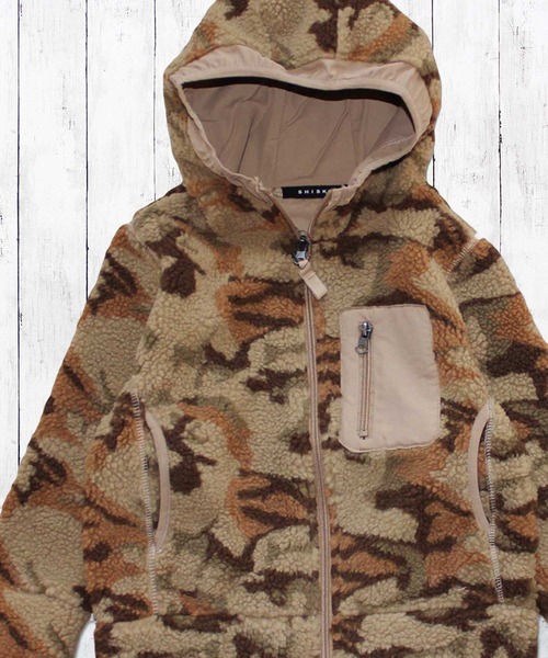 カモフラージュフードボアジャケット（ブルゾン）｜ZI-ON（ジーオン