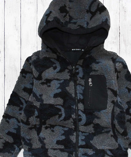 セール】カモフラージュフードボアジャケット（ブルゾン）｜ZI-ON