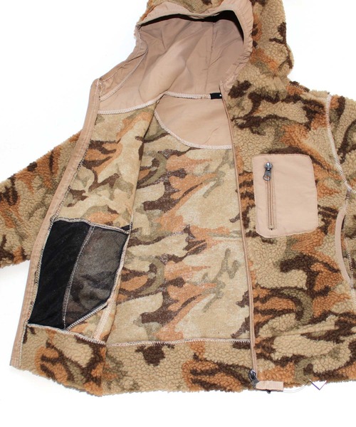 セール】カモフラージュフードボアジャケット（ブルゾン）｜ZI