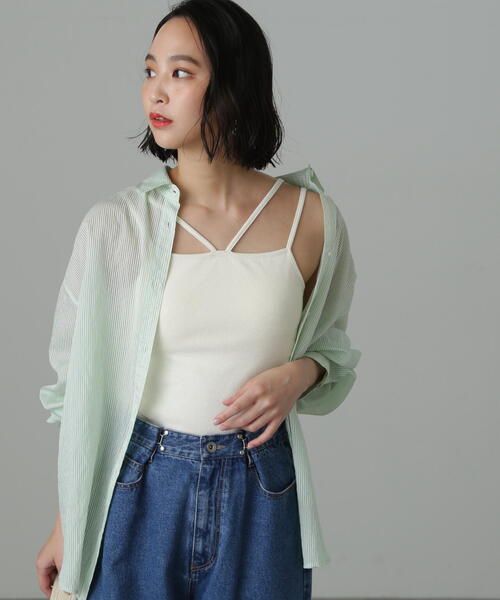 FREE'S MART(フリーズマート)の「カップ付ホルターキャミソール(キャミソール・レディース・ホワイト/ブラック/グレー・FREE)」の2枚目の写真