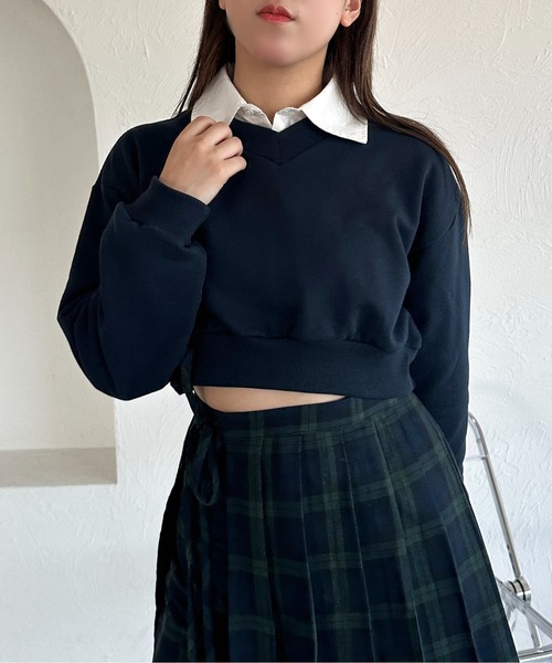 apres jour mignon(アプレジュールミニョン)の「マルチWAYクロップドスウェット【ZOZOTOWN限定アイテム】(スウェット・レディース・ネイビー/ブラック/ナチュラル・フリー/X-LARGE)」の2枚目の写真