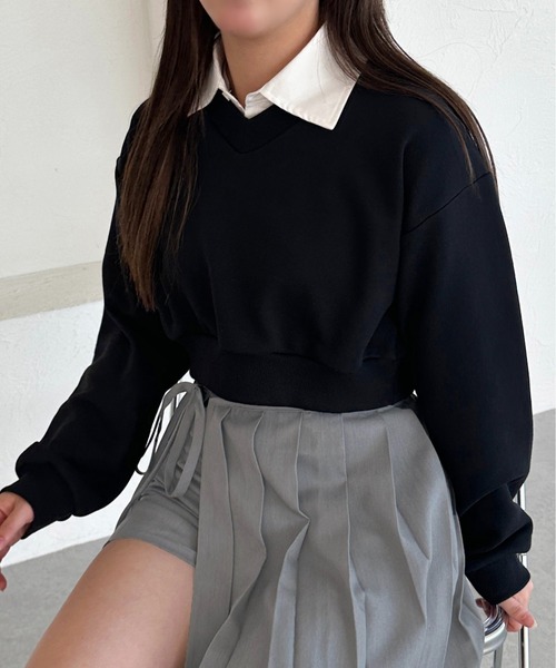 apres jour mignon(アプレジュールミニョン)の「マルチWAYクロップドスウェット【ZOZOTOWN限定アイテム】(スウェット・レディース・ネイビー/ブラック/ナチュラル・フリー/X-LARGE)」の3枚目の写真